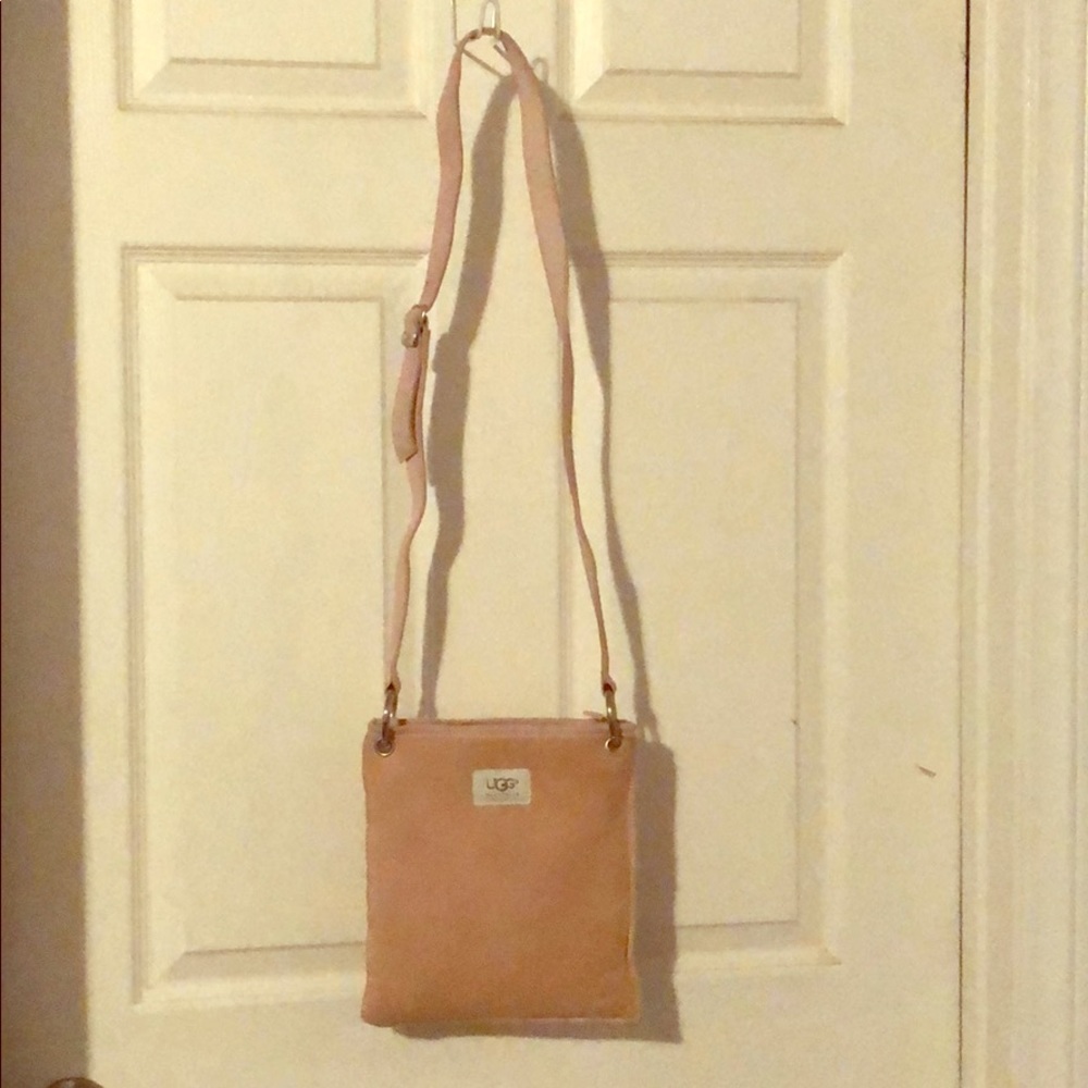 Ugg shearling and suede pink crossbody purse